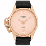 Unisex Ρολόι OOZOO Steel OSGR09 Rose Gold με Μαύρο Δερμάτινο Λουράκι