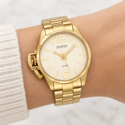 Unisex Ρολόι OOZOO Steel OSGR04 Χρυσό με Champagne Καντράν