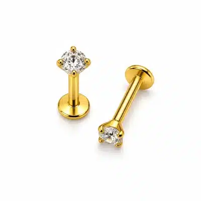 Helix Piercing Χρυσό με Λευκό Ζιργκόν SS027B