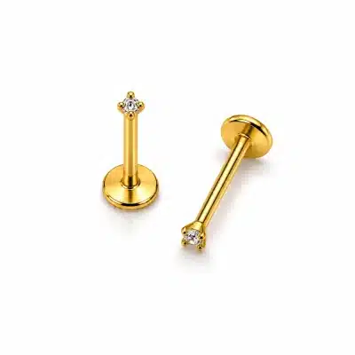 Helix Piercing Χρυσό με Μικρό Λευκό Ζιργκόν SS028B