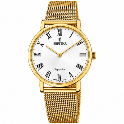 Γυναικείο Ρολόι Festina F20022/4 Χρυσό με Λευκό Καντράν & Milanese Μπρασελέ Γυναικείο Ρολόι Festina F20022/4 Χρυσό με Λευκό Καντράν & Milanese Μπρασελέ