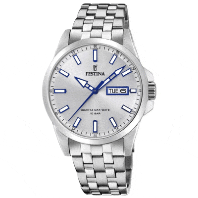 Ανδρικό Ρολόι Festina F20357/1 Ασημί με Μπλε Λεπτομέρειες και Μπρασελέ Ατσάλινο Ανδρικό Ρολόι Festina F20357/1 Ασημί με Μπλε Λεπτομέρειες και Μπρασελέ Ατσάλινο