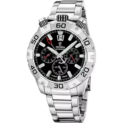 Ανδρικό Ρολόι Festina Chronograph Ασημί με Μαύρο Καντράν F20743/6