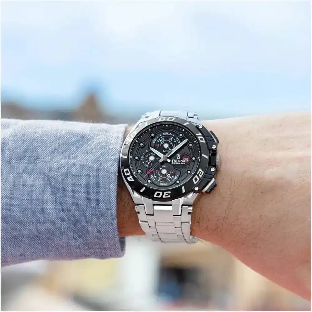 Ανδρικό Ρολόι Festina Chrono Bike F20754/6 Ασημί με Μαύρο Καντράν Ανδρικό Ρολόι Festina Chrono Bike F20754/6 Ασημί με Μαύρο Καντράν