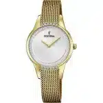 Γυναικείο Ρολόι Festina Mademoiselle F20495/1 Χρυσό με Λευκό Καντράν και Κρύσταλλα