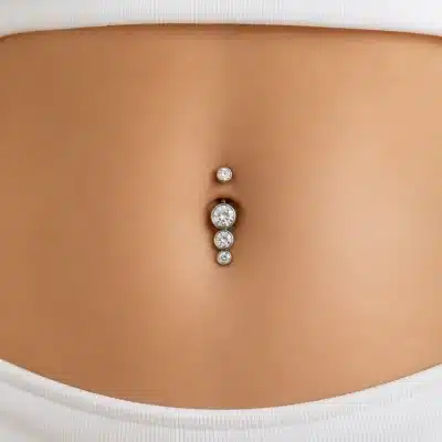 Piercing Αφαλού Crystal Cascade με Λευκά Ζιργκόν SA1073