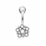 Σκουλαρίκι Αφαλού Flower Shine με Λευκά Ζιργκόν SA1076