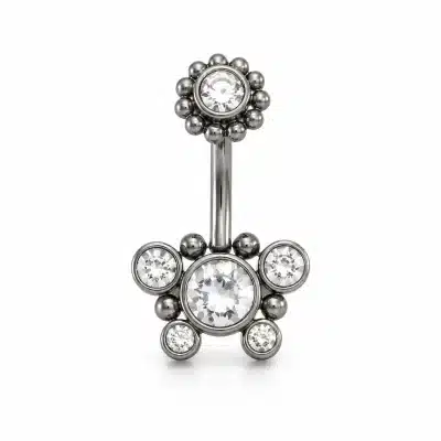 Σκουλαρίκι Αφαλού Flower Sparkle με Λευκά Ζιργκόν SA1074