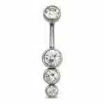 Piercing Αφαλού Crystal Cascade με Λευκά Ζιργκόν SA1073