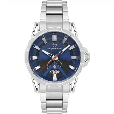 Ανδρικό Ρολόι Sergio Tacchini Ασημί με Μπλε Καντράν ST.1.10454-3