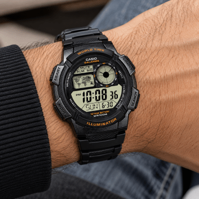 Ανδρικό Ψηφιακό Ρολόι Casio AE-1000W-1AVEF Μαύρο World Time
