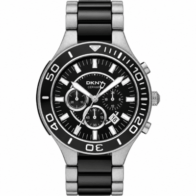 Ανδρικό Ρολόι DKNY Ceramic Chronograph NY1489 με Μαύρο Καντράν και Ατσάλινο-Κεραμικό Μπρασελέ
