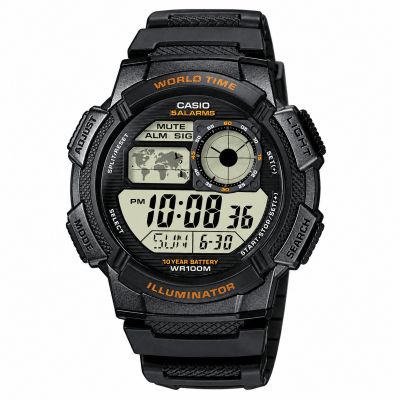 Ανδρικό Ψηφιακό Ρολόι Casio AE-1000W-1AVEF Μαύρο World Time