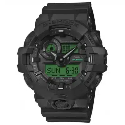 Ανδρικό Ρολόι Casio G-Shock 11-GA-700BEG-1AER Μαύρο με Πράσινη Οθόνη Ανδρικό Ρολόι Casio G-Shock 11-GA-700BEG-1AER Μαύρο με Πράσινη Οθόνη