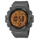Ανδρικό Ψηφιακό Ρολόι Casio Illuminator 11-AE-1500WHC-8AVEF Γκρι με Πορτοκαλί Οθόνη 100M