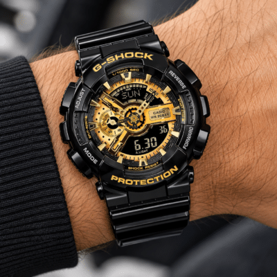 Ανδρικό Ρολόι Casio G-Shock 11-GA-110GB-1AER Μαύρο με Χρυσές Λεπτομέρειες 200M