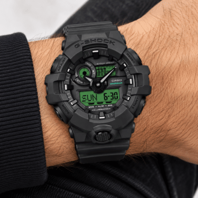 Ανδρικό Ρολόι Casio G-Shock 11-GA-700BEG-1AER Μαύρο με Πράσινη Οθόνη