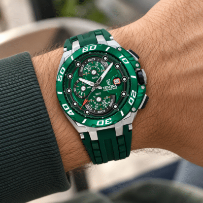 Ανδρικό Ρολόι Festina Chrono Bike F20755/3 Χρονογράφος με Πράσινο Λουράκι Σιλικόνης 46mm