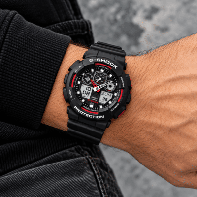 Ανδρικό Ρολόι Casio G-Shock 11-GA-100-1A4ER Μαύρο με Κόκκινες Λεπτομέρειες