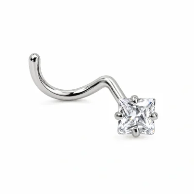 Piercing Μύτης με Τετράγωνο Ζιργκόν SM0049