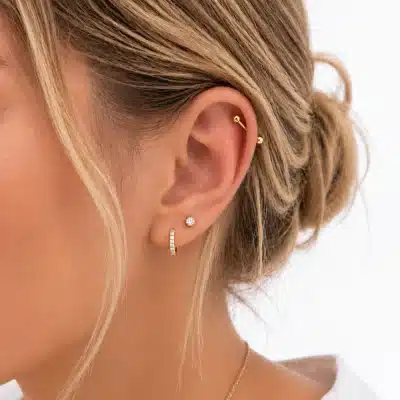 Χρυσό Helix Piercing με Μπίλιες SS153B